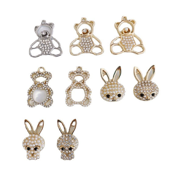 Wholesale Alloy Inlaid Jewelry Accessories With Bear And Rabbit Shapes For Earrings And Necklace