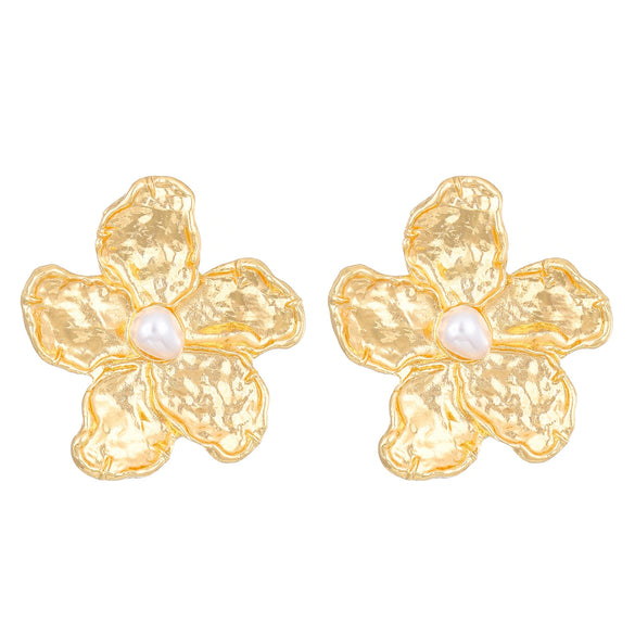 Wholesale Alloy Inlaid Pearl Flower Earrings For Women