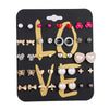 Wholesale Alloy Inlaid Pearl Geometric Women's Earrings Retro French Style Electroplated 6Piece Set