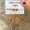 Wholesale Alloy Inlaid Pearl Geometric Women's Earrings Retro French Style Electroplated 6Piece Set