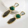 Wholesale Alloy Inlaid Resin Retro Geometric Multilayer Irregular Earrings