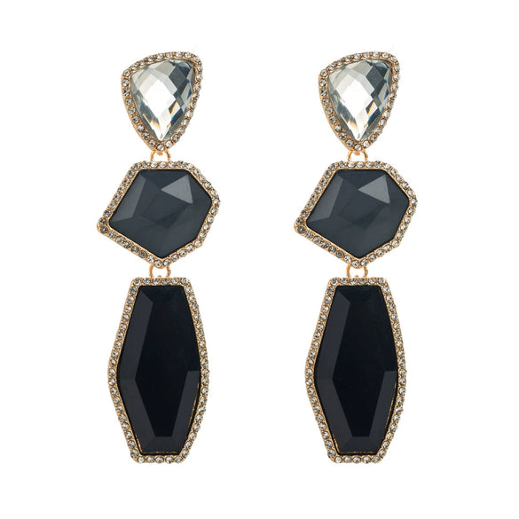 Wholesale Alloy Inlaid Resin Retro Geometric Multilayer Irregular Earrings