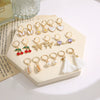 Wholesale Alloy Inlaid Rhinestone Earrings Set With Creative Butterfly Peach Heart And Cherry Pearl Designs