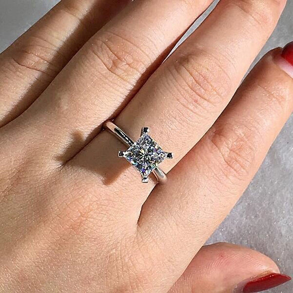 Wholesale Alloy Inlaid Square Zircon Diamond Women's Fashion Geometric Ring