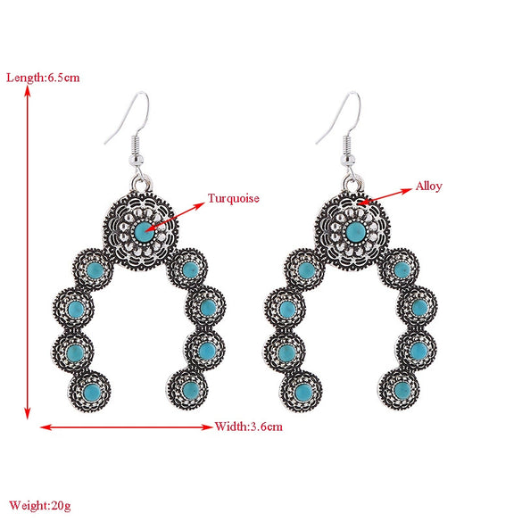 Wholesale Alloy Inlaid Turquoise Geometric Creative Exaggerated Women's Earrings