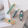 Wholesale Alloy Inlaid Women's Retro Simple Temperament Bangs Clip Hair Accessories Turquoise Bohemian Style