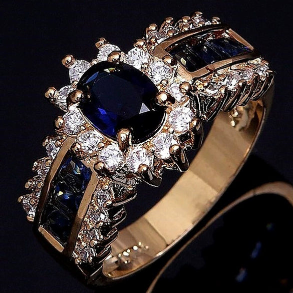 Wholesale Alloy Inlaid Zircon Ring With Flower Pattern And Electroplating Treatment For Women