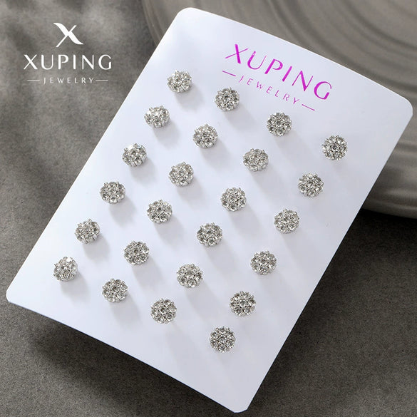 Wholesale Alloy Inlaid Zirconium Flower Electroplated Women's Earrings