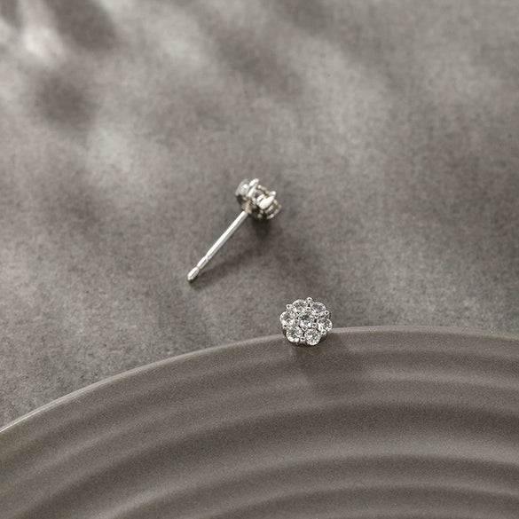 Wholesale Alloy Inlaid Zirconium Flower Electroplated Women's Earrings