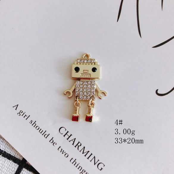 Wholesale Alloy Jewelry Accessories Electroplated With Small Bear Robot Shapes For Earrings And Necklace