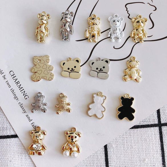 Wholesale Alloy Jewelry Accessories Electroplated With Small Bear Robot Shapes For Earrings And Necklace