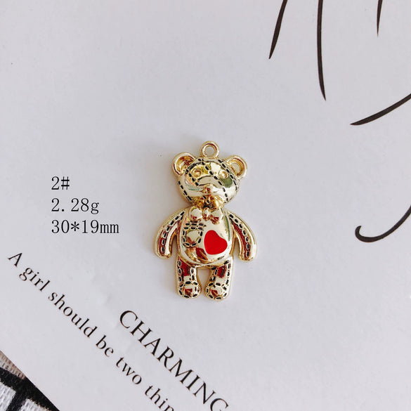 Wholesale Alloy Jewelry Accessories Electroplated With Small Bear Robot Shapes For Earrings And Necklace