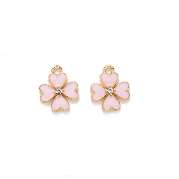 Wholesale Alloy Jewelry Accessories Oil Dripping Dot Diamond Four Leaf Clover Pendant Earrings