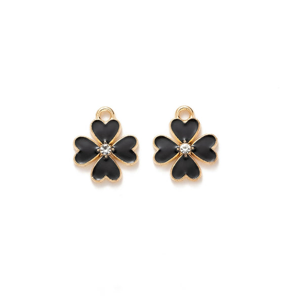 Wholesale Alloy Jewelry Accessories Oil Dripping Dot Diamond Four Leaf Clover Pendant Earrings