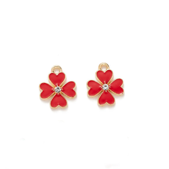 Wholesale Alloy Jewelry Accessories Oil Dripping Dot Diamond Four Leaf Clover Pendant Earrings