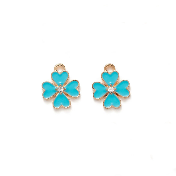 Wholesale Alloy Jewelry Accessories Oil Dripping Dot Diamond Four Leaf Clover Pendant Earrings