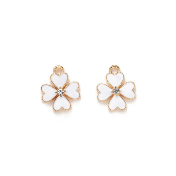 Wholesale Alloy Jewelry Accessories Oil Dripping Dot Diamond Four Leaf Clover Pendant Earrings