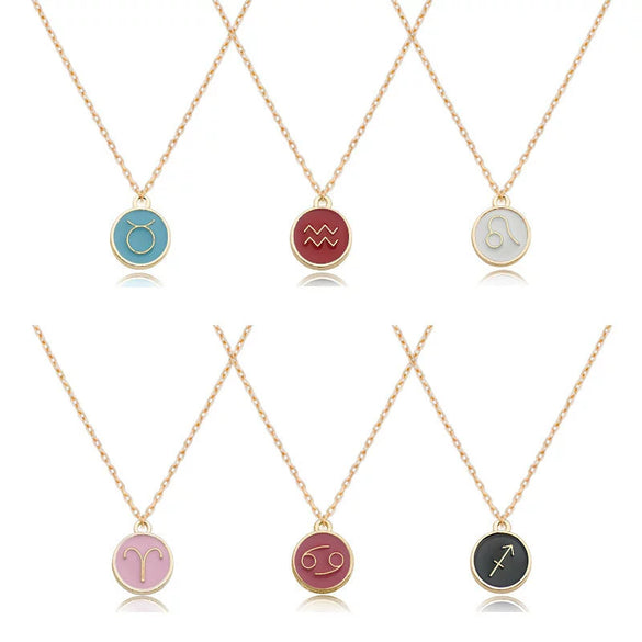 Wholesale Alloy Jewelry Accessories Retro Style Twelve Constellations Dripping Oil Pendant