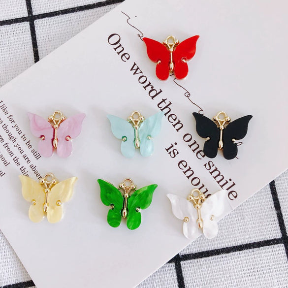 Wholesale Alloy Jewelry Accessories Simple Colorful Resin Butterfly Earrings Necklace With Environmental Protection Treatment