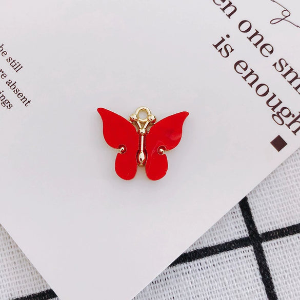 Wholesale Alloy Jewelry Accessories Simple Colorful Resin Butterfly Earrings Necklace With Environmental Protection Treatment