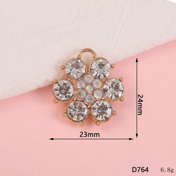 Wholesale Alloy Jewelry Accessories With Flower Pattern And Electroplating Treatment For Mobile Phone Shell Stick Drill Five Petal Flower And Snowflake Design