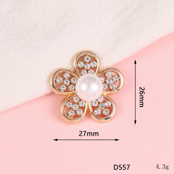 Wholesale Alloy Jewelry Accessories With Flower Pattern And Electroplating Treatment For Mobile Phone Shell Stick Drill Five Petal Flower And Snowflake Design