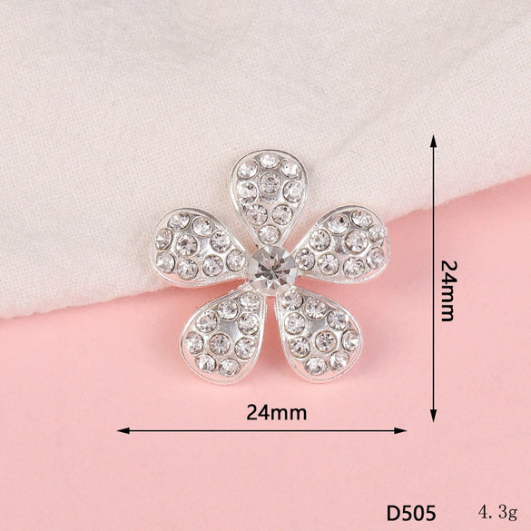 Wholesale Alloy Jewelry Accessories With Flower Pattern And Electroplating Treatment For Mobile Phone Shell Stick Drill Five Petal Flower And Snowflake Design