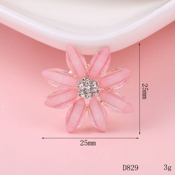 Wholesale Alloy Jewelry Accessories With Flower Pattern And Electroplating Treatment For Mobile Phone Shell Stick Drill Five Petal Flower And Snowflake Design