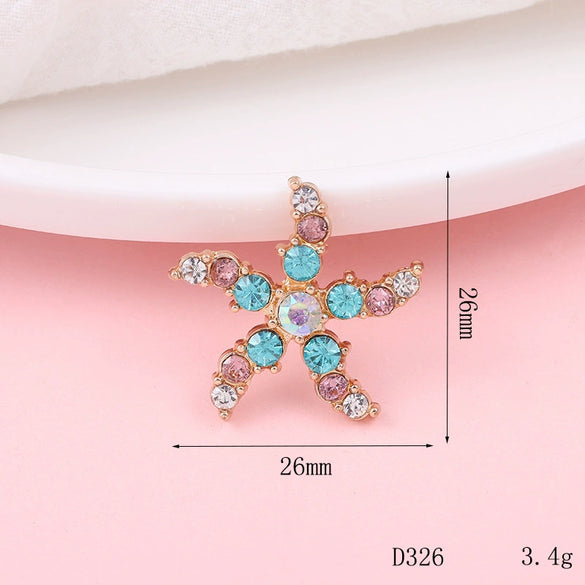 Wholesale Alloy Jewelry Accessories With Flower Pattern And Electroplating Treatment For Mobile Phone Shell Stick Drill Five Petal Flower And Snowflake Design