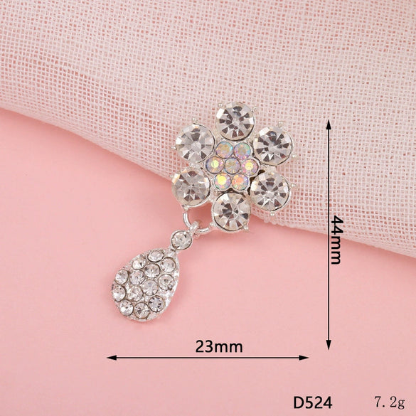 Wholesale Alloy Jewelry Accessories With Flower Pattern And Electroplating Treatment For Mobile Phone Shell Stick Drill Five Petal Flower And Snowflake Design
