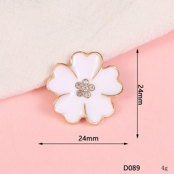 Wholesale Alloy Jewelry Accessories With Flower Pattern And Electroplating Treatment For Mobile Phone Shell Stick Drill Five Petal Flower And Snowflake Design