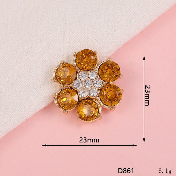 Wholesale Alloy Jewelry Accessories With Flower Pattern And Electroplating Treatment For Mobile Phone Shell Stick Drill Five Petal Flower And Snowflake Design