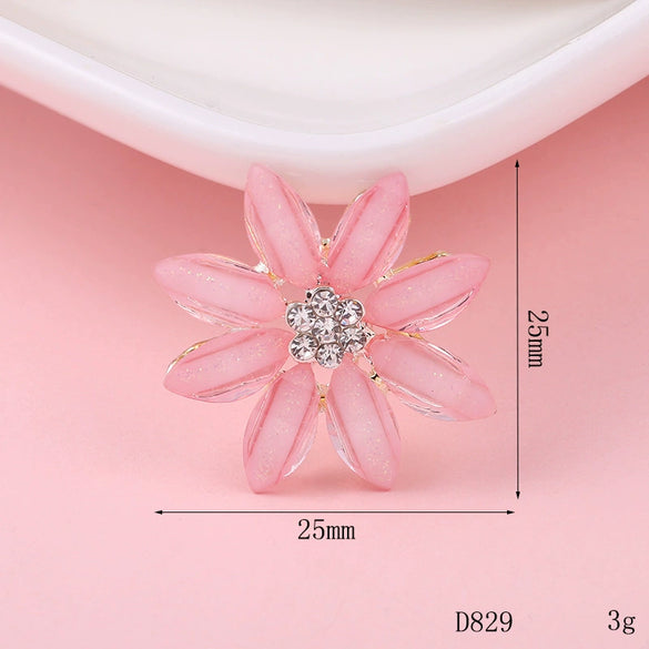 Wholesale Alloy Jewelry Accessories With Flower Pattern And Electroplating Treatment For Mobile Phone Shell Stick Drill Five Petal Flower And Snowflake Design