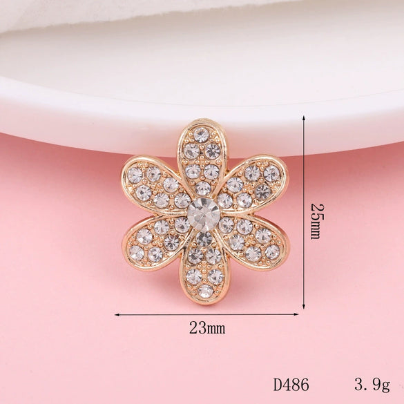 Wholesale Alloy Jewelry Accessories With Flower Pattern And Electroplating Treatment For Mobile Phone Shell Stick Drill Five Petal Flower And Snowflake Design