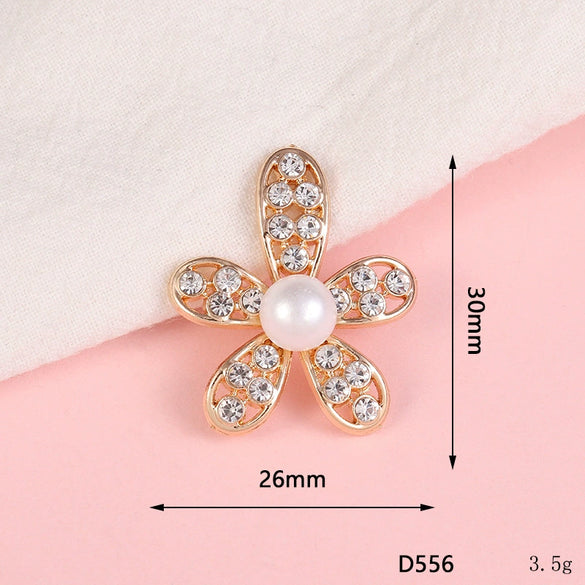 Wholesale Alloy Jewelry Accessories With Flower Pattern And Electroplating Treatment For Mobile Phone Shell Stick Drill Five Petal Flower And Snowflake Design