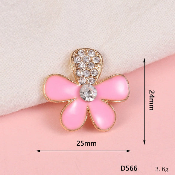 Wholesale Alloy Jewelry Accessories With Flower Pattern And Electroplating Treatment For Mobile Phone Shell Stick Drill Five Petal Flower And Snowflake Design
