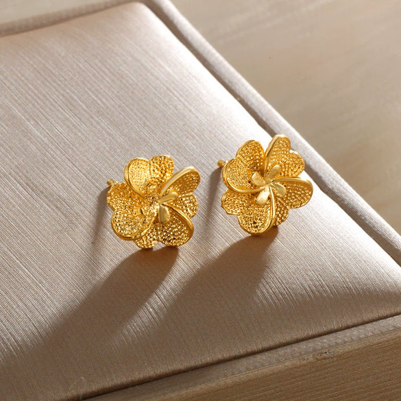 Wholesale Alloy Jewelry Fairy Style Plant Flower Earrings Electroplated