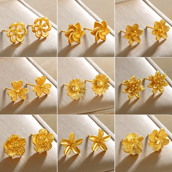 Wholesale Alloy Jewelry Fairy Style Plant Flower Earrings Electroplated