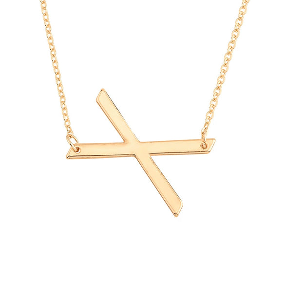 Wholesale Alloy Jewelry Letter Pattern Cross Chain Necklace With Electroplating