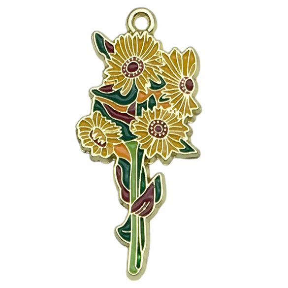 Wholesale Alloy Jewelry Pendant With Dripping Oil Design And Totem Pattern Plants Flowers Style