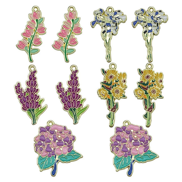 Wholesale Alloy Jewelry Pendant With Dripping Oil Design And Totem Pattern Plants Flowers Style