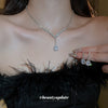 Wholesale Alloy Jewelry Set With Diamond Embedded Zircon Pendants In Water Drop And Love Heart Shapes For Women Light Luxury Style