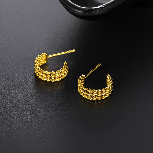 Wholesale Alloy Jewelry Simple Geometric Twist Earrings For Women With Electroplating