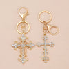 Wholesale Alloy Key Chain Pendant With Cross Crown Roman Numerals Electroplated