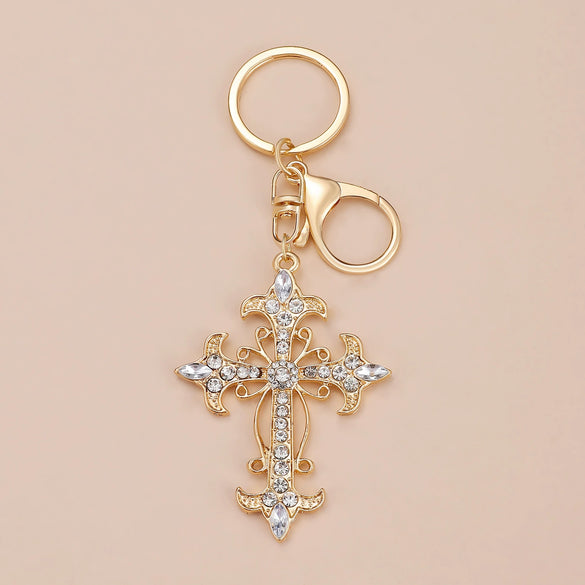 Wholesale Alloy Key Chain Pendant With Cross Crown Roman Numerals Electroplated