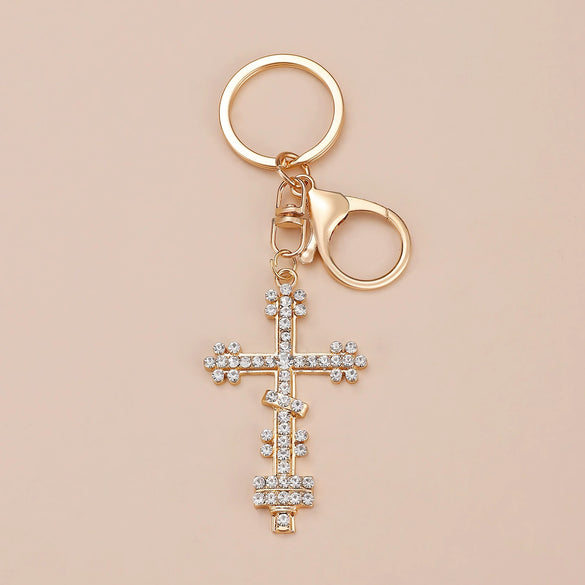 Wholesale Alloy Key Chain Pendant With Cross Crown Roman Numerals Electroplated