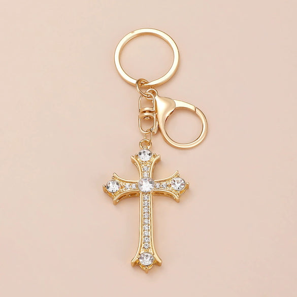 Wholesale Alloy Key Chain Pendant With Cross Crown Roman Numerals Electroplated