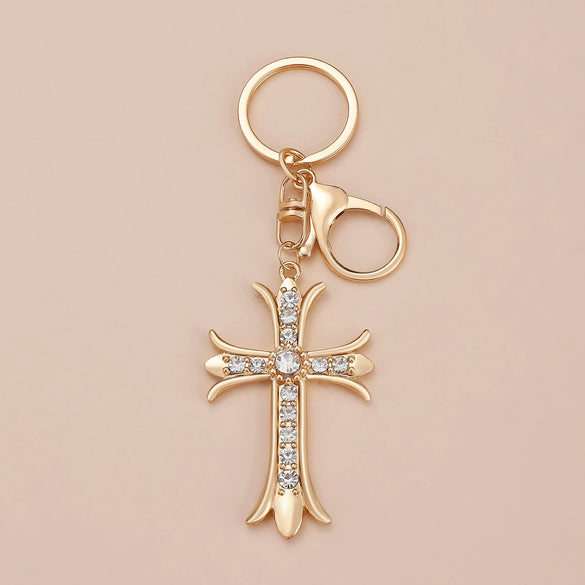 Wholesale Alloy Key Chain Pendant With Cross Crown Roman Numerals Electroplated