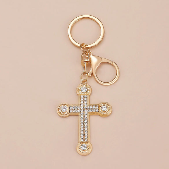 Wholesale Alloy Key Chain Pendant With Cross Crown Roman Numerals Electroplated