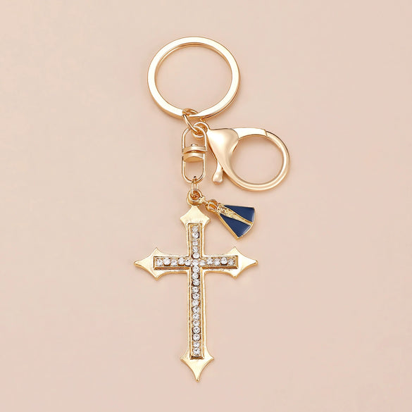 Wholesale Alloy Key Chain Pendant With Cross Crown Roman Numerals Electroplated
